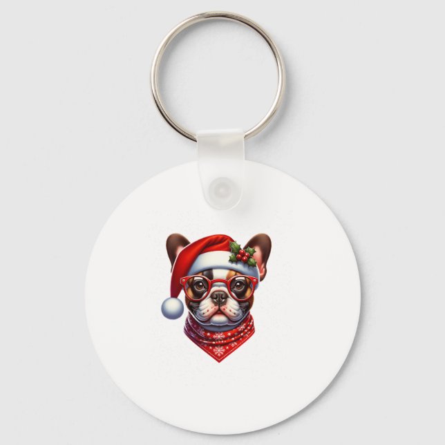Chaveiro O Buldogue Francês Santa Hat Frenchie Ugly C (Frente)