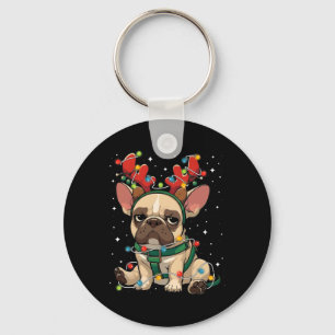 Chaveiro O Bulldog Francês Bonito Caiu Em Luzes De Natal