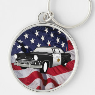 Chaveiro O carro de polícia do vintage dos Estados Unidos