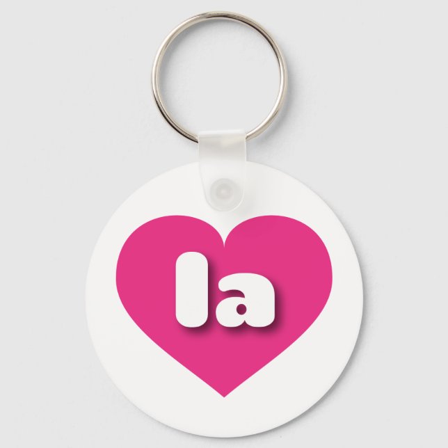 Chaveiro o coração rosa quente - eu amo la (Frente)