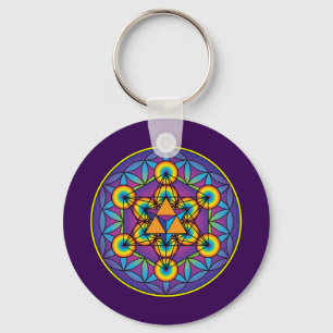 Chaveiro O cubo Merkaba de Metatron na flor da vida