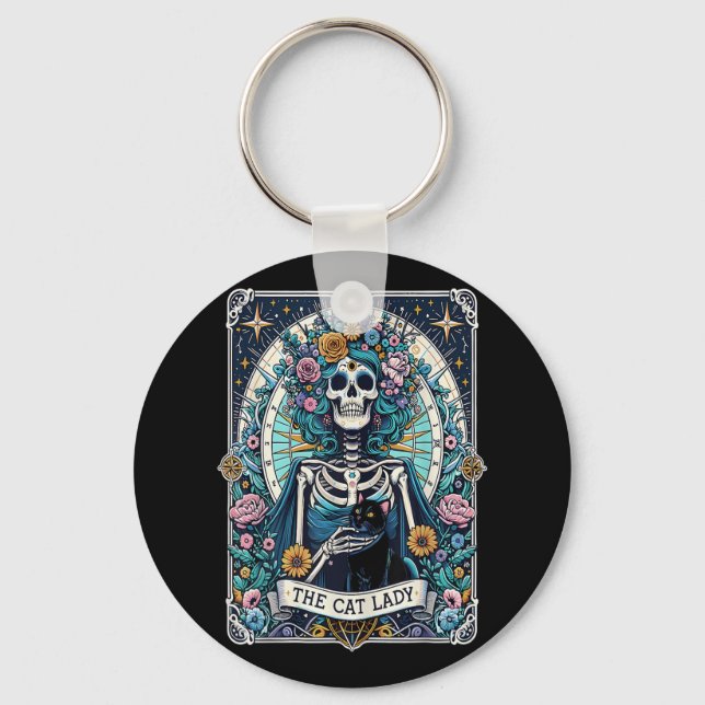 Chaveiro O Esqueleto Da Senhora Tarot Cat Cat Mamãe Cat Lov (Frente)