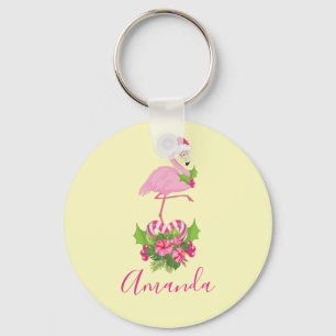 Chaveiro O Flamingo Rosa no Natal do Whimsical