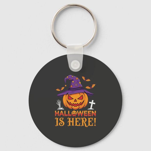Chaveiro O Halloween Chegou Bruxa Abóbora Vector (Frente)