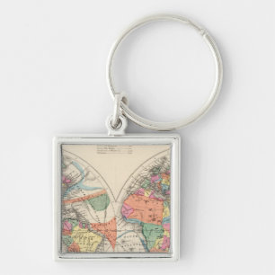 Chaveiro O mapa do Atlas mundial com correntes e ventos
