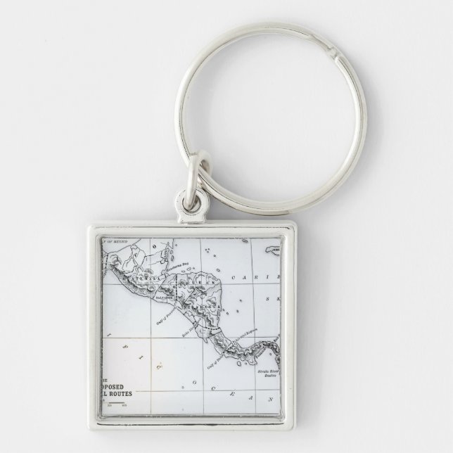Chaveiro O mapa props rotas Isthmian do canal (Frente)