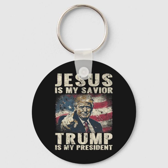 Chaveiro O meu salvador Trump é o meu presidente 2024 ameri (Frente)