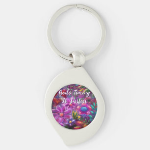 Chaveiro O momento de Deus é perfeito e floral personalizad