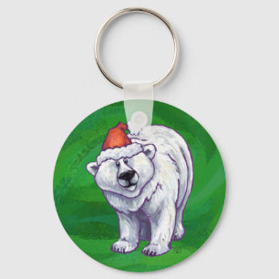 Chaveiro O Natal Do Urso Polar Sobre O Verde
