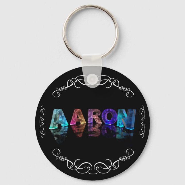Chaveiro O nome Aaron em luzes 3D (fotografia) (Frente)