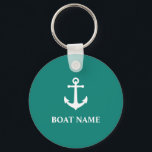 Chaveiro O Nome Do Barco Vintage Anchor Náutico<br><div class="desc">Seu nome de barco personalizado Vintage chaveiro de âncora náutica</div>