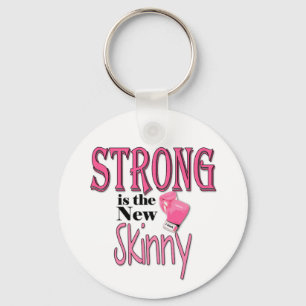 Chaveiro O novo Skinny é forte! Com luvas cor-de-rosa