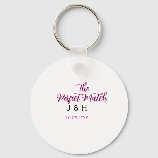 Chaveiro O par perfeito rosa preto nome data casamento casa (Frente)
