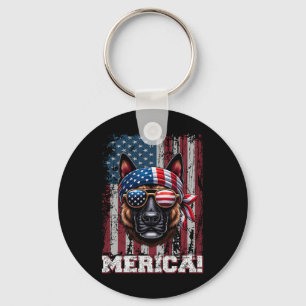 Chaveiro O pastor holandês patriótico sobrevoa a bandeira n