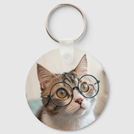 Chaveiro O professor Purr: Um Gato Scholarly em Óculos