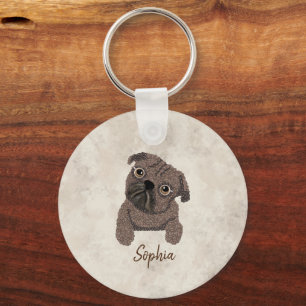 Chaveiro O que há num Pugaccino-Cute Dog-Pug-