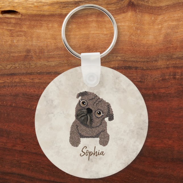 Chaveiro O que há num Pugaccino-Cute Dog-Pug- (Verso)