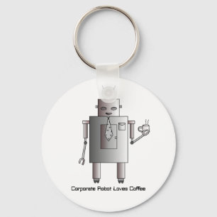 Chaveiro O robô incorporado ama o café, engraçado retro