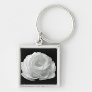 Chaveiro O rosa branco floresce arte do amor da paz do