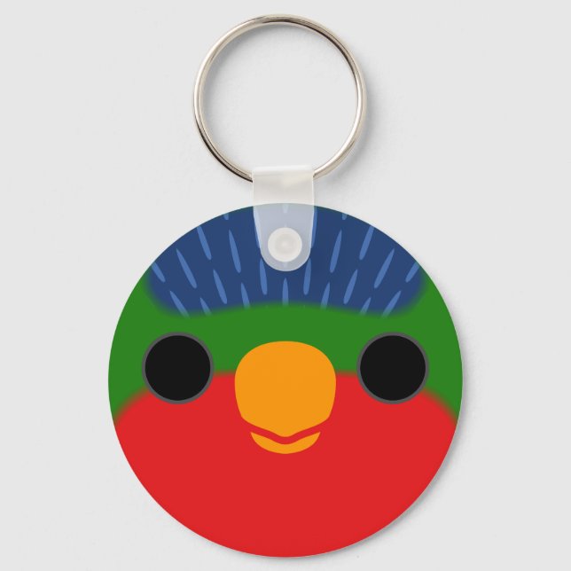 Chaveiro O rosto de um lorikeet de coroa azul (Frente)