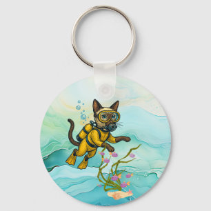 Chaveiro O Scuba Cat está mergulhando Subaquático 