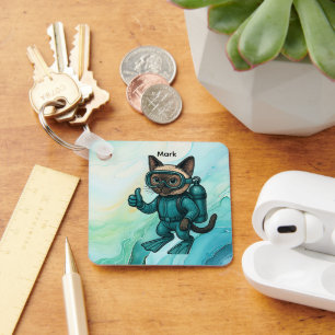 Chaveiro O Scuba Cat está mergulhando Subaquático