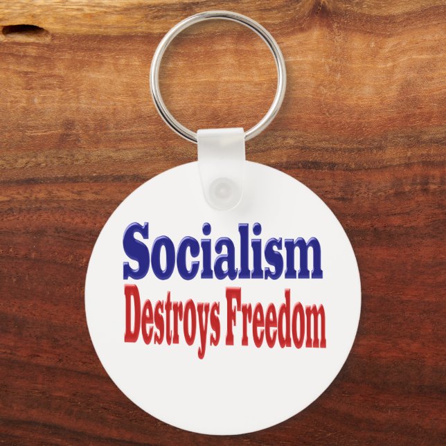 Chaveiro O socialismo destrói a liberdade com texto azul ve (Verso)