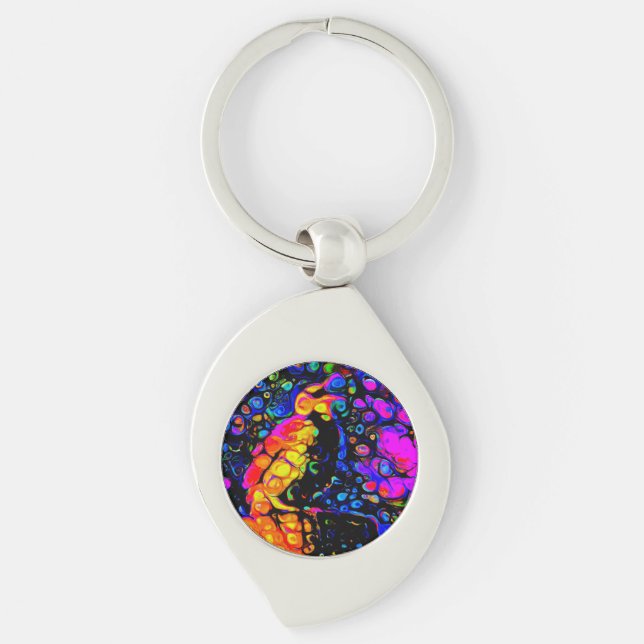 Chaveiro O Solitário Pássaro 4: Estilo de Arte Líquida (Frente)