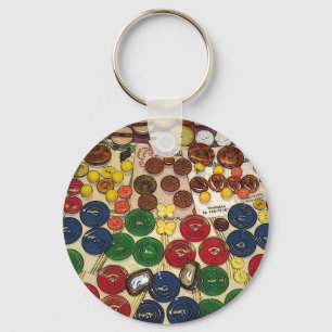 Chaveiro O vintage colorido abotoa-se estilizado