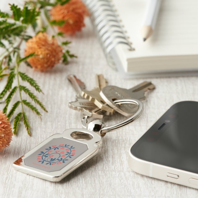 Chaveiro objet_17_a swan em flores metálicas (Lateral)
