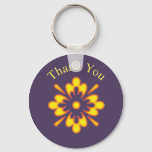 Chaveiro Obrigado amarelo vibrante da flor do abstrato do
