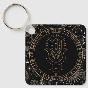 Chaveiro obrigado de casamento de ouro negro místico