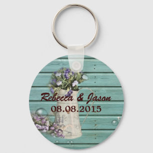 Chaveiro obrigado de casamento floral de madeira russa