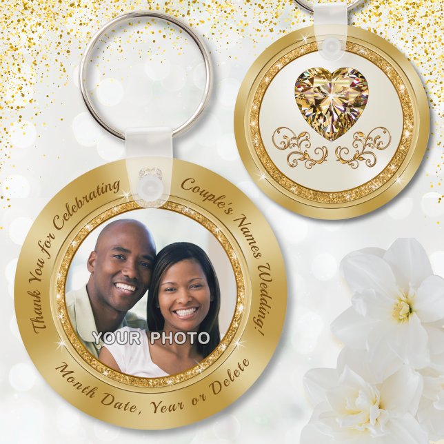 Chaveiro Obrigado presentes por ideias de convidados de cas (Photo Wedding Favors. Personalised Wedding Favours with Couple's Picture. Golden Anniversary Favors.)