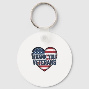 Chaveiro Obrigado Veteranos Coração Patriótico Design Vinta