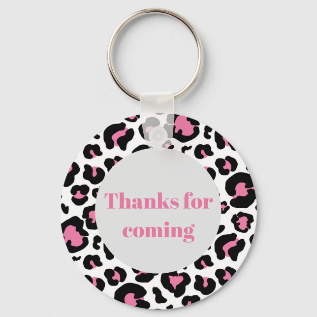 Chaveiro Obrigados para impressão em leopardo rosa (Frente)