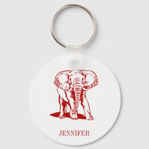 Chaveiro Obscuridade bonito Monogrammed - elefante vermelho
