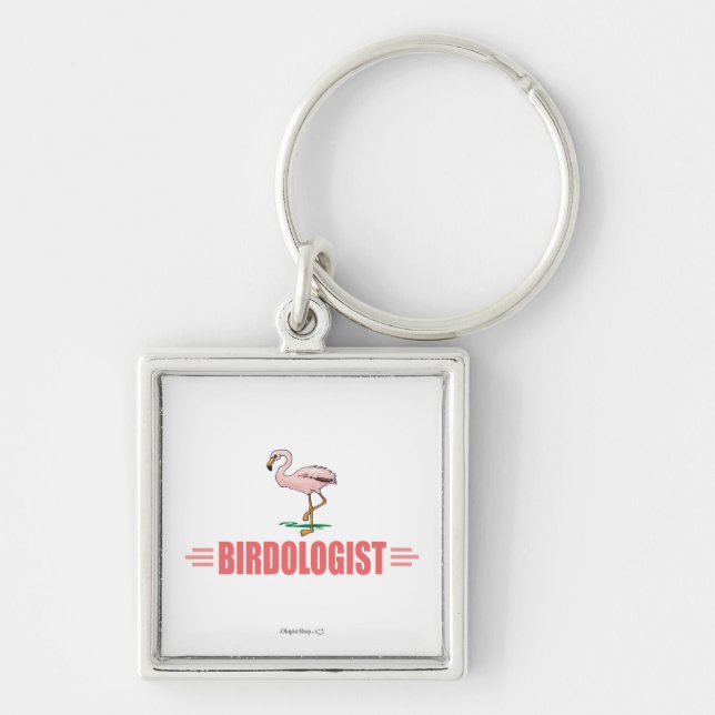 Chaveiro Observação de Pássaros Flamingo Engraçado (Frente)
