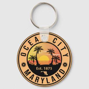 Chaveiro Ocean City Maryland Retro Sunset Souvenirs 60s