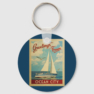Chaveiro Ocean City Sailboat Viagens vintage Nova Jersey