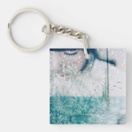 Chaveiro Oceano branco do verde esmeralda da menina frente