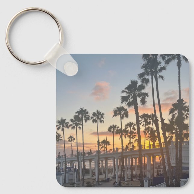 Chaveiro Oceanside California Orange Sunset Palm Trees (Frente)