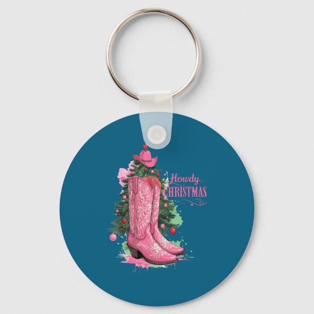 Chaveiro Ocidental , Olá Natal E Árvore, Nk Bota De Cowboy (Frente)