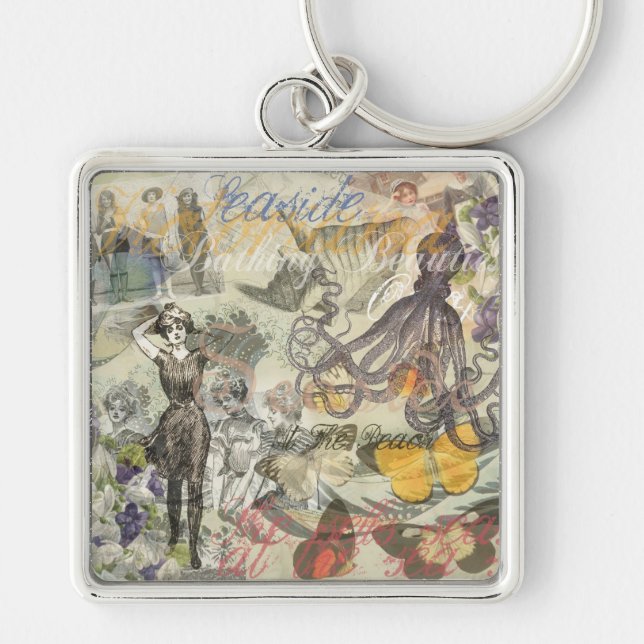 Chaveiro Octopus Beach Antique Coastal Steampunk (Frente)