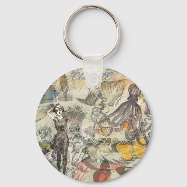 Chaveiro Octopus Beach Antique Coastal Steampunk (Frente)