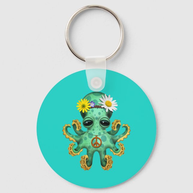 Chaveiro Octopus Hippie, Bebê Verde (Frente)