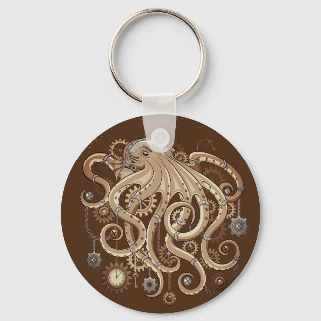 Chaveiro Octopus Steampunk Surreal Style Machine (Frente)