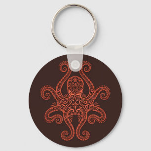 Chaveiro Octopus Vermelho Intricado