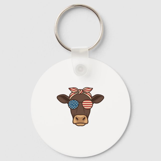 Chaveiro Óculos de sol com cabeça de vaca patriótica design (Frente)