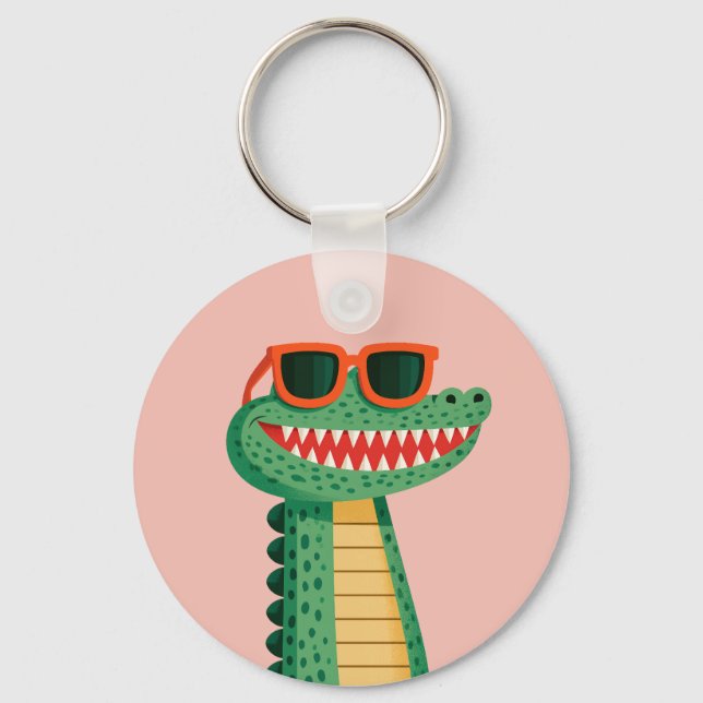 Chaveiro Óculos de sol de crocodilo engraçados, animal de d (Frente)